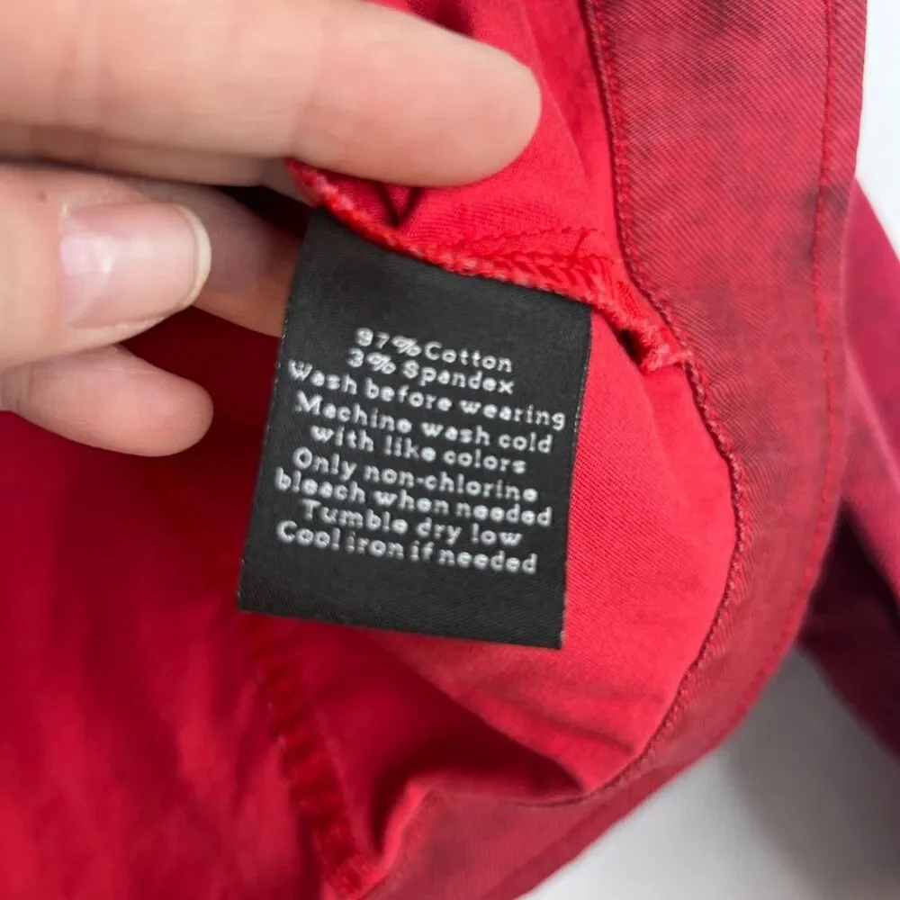 Rock & Republic Stonewash Red Moto Denim Jean Jacket Cropped Size MD Streetwear - Picture 9 of 10